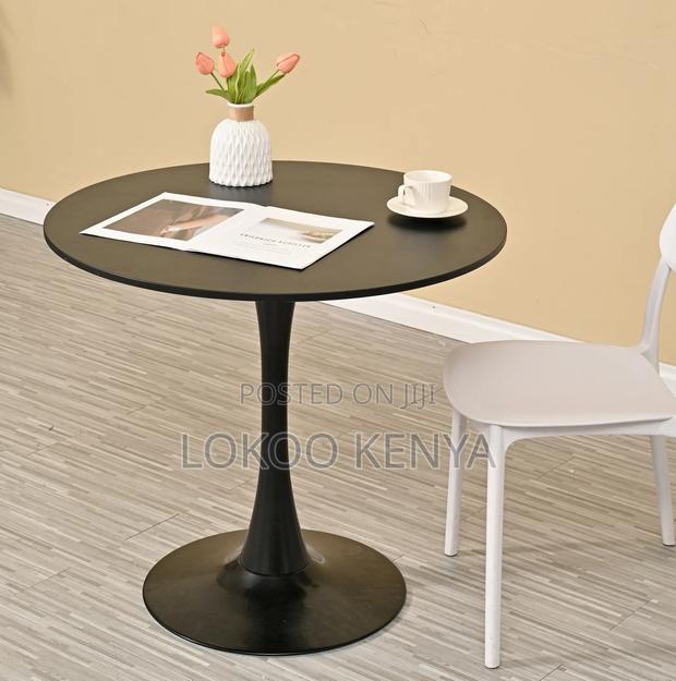 Dining Table; Round (Mdf) Black Small Space Dining Table