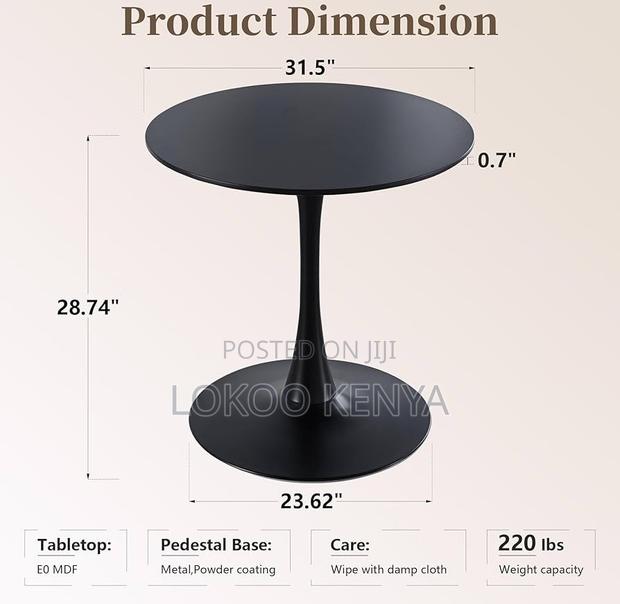 Dining Table; Round (Mdf) Black Small Space Dining Table - thumbnail 5