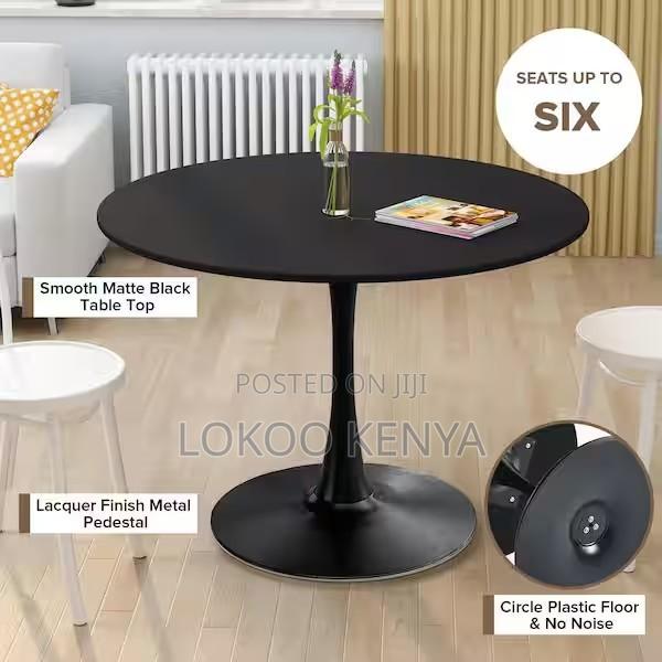 Dining Table; Round (Mdf) Black Small Space Dining Table - thumbnail 6