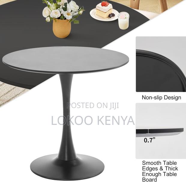 Dining Table; Round (Mdf) Black Small Space Dining Table - thumbnail 12