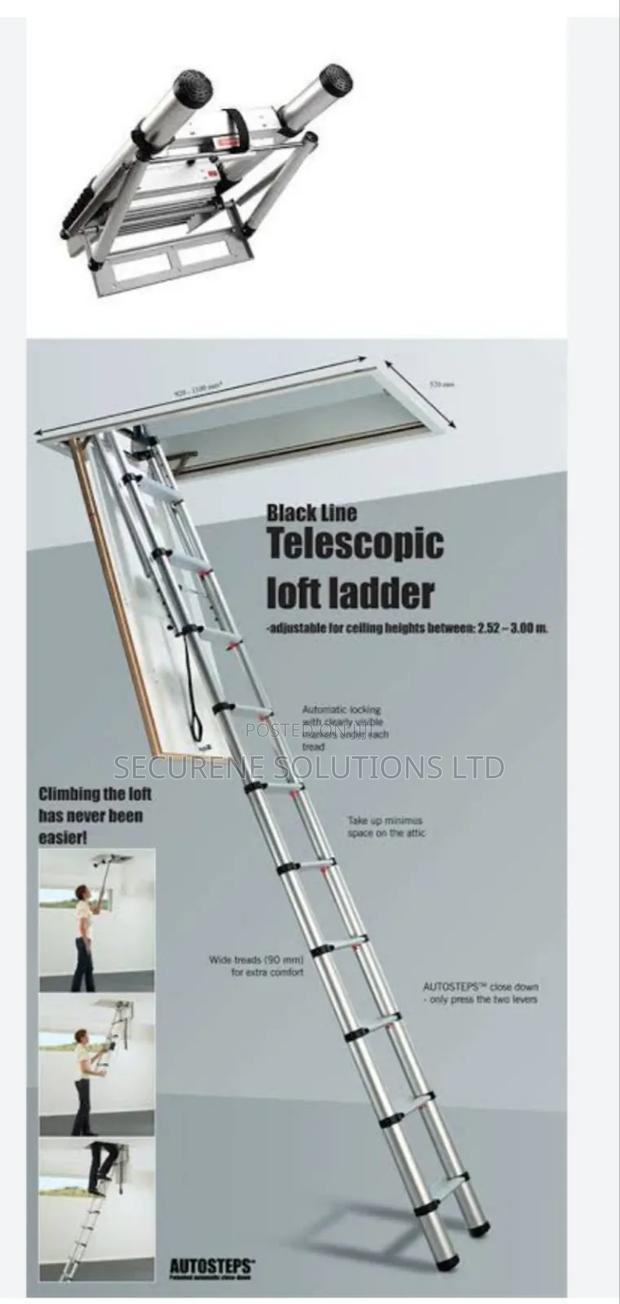 3.2m Aluminum Telescopic Loft Ladder. - thumbnail 2