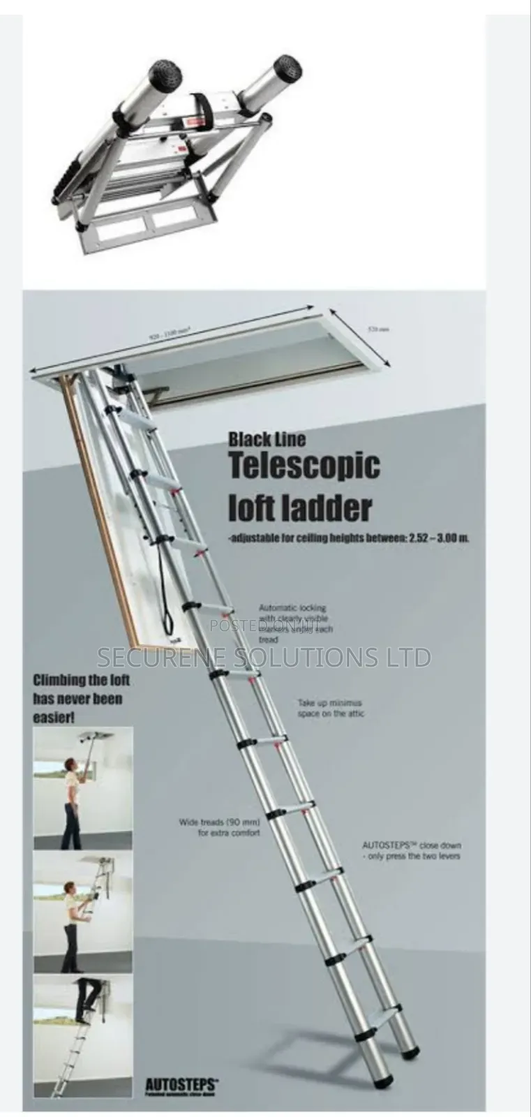 3.2m Aluminum Telescopic Loft Ladder.