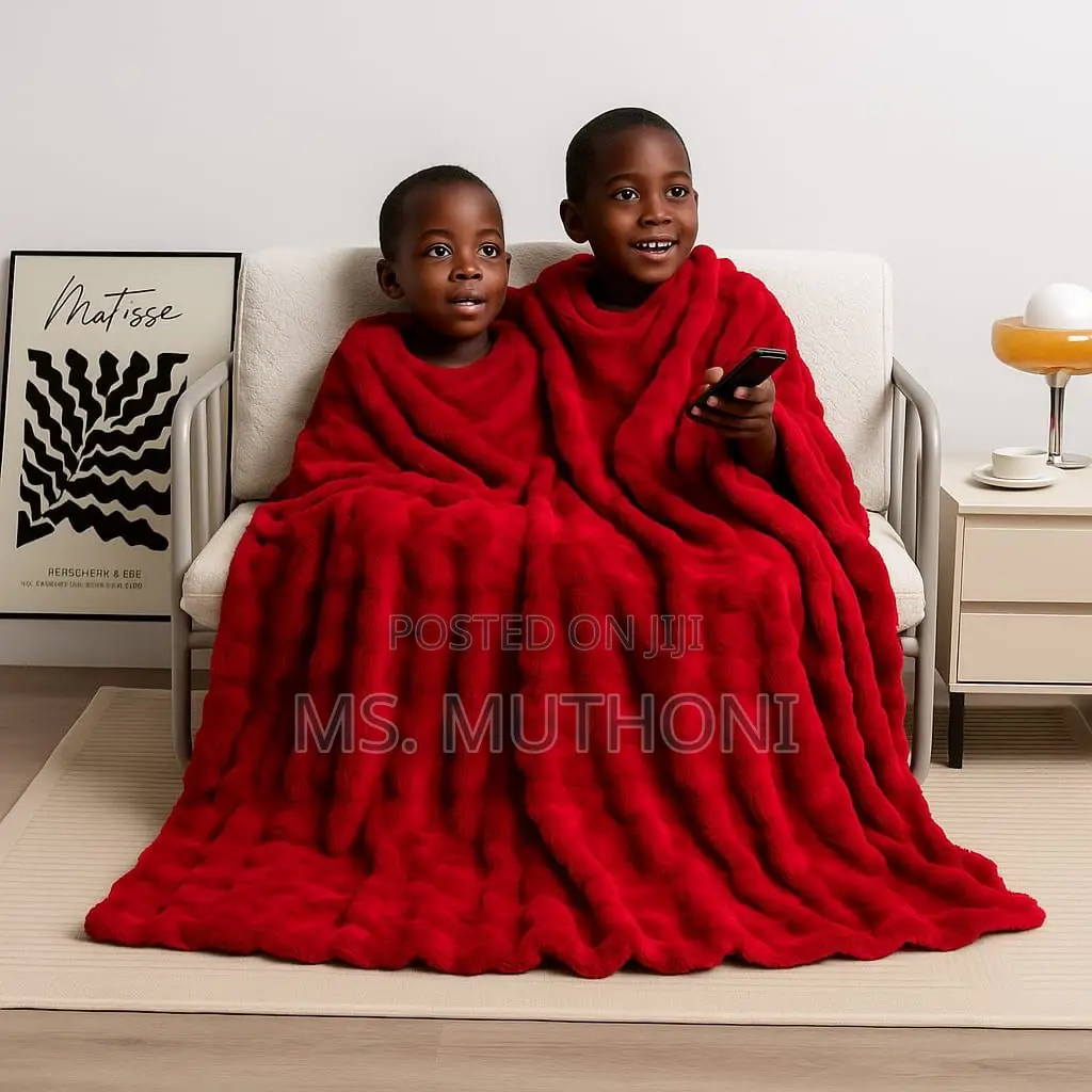 Red Luxurious Soft,Double Layer Faux Furry Bubble Blankets 180*200cm