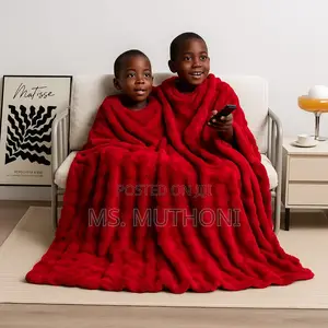 Red Luxurious Soft,Double Layer Faux Furry Bubble Blankets 180*200cm