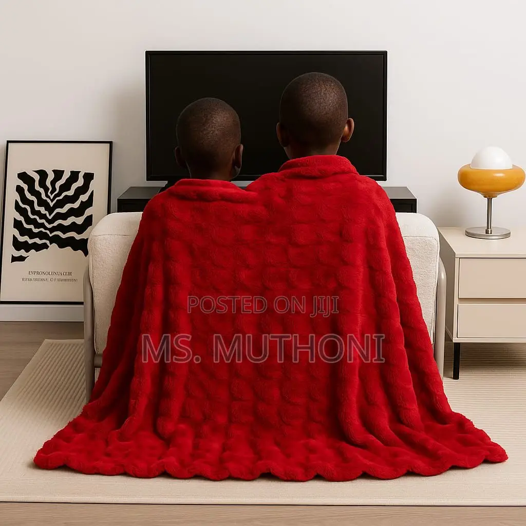 Red Luxurious Soft,Double Layer Faux Furry Bubble Blankets 180*200cm