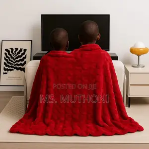Red Luxurious Soft,Double Layer Faux Furry Bubble Blankets 180*200cm