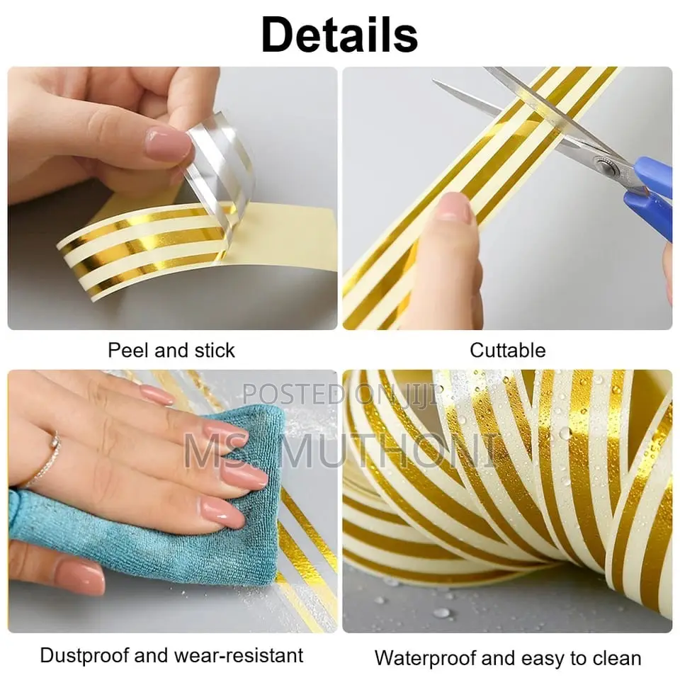Gold Self-Adhesive Tape Used for Sealing and Decorating Tile Gaps
