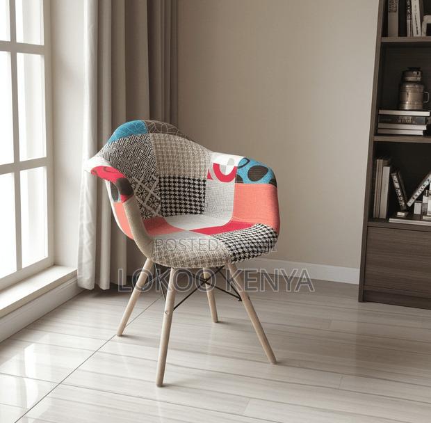 Dining Chair; Modern Patchwork Molticolored-Fabric Dining Chair
