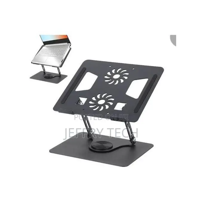 Adjustable Laptop Stand With Built-in Double Cooling Fan -Ergonomic, F