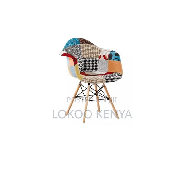 Dining Chair; Modern Patchwork Molticolored-Fabric Dining Chair - thumbnail 5