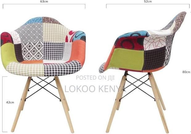 Dining Chair; Modern Patchwork Molticolored-Fabric Dining Chair - thumbnail 6