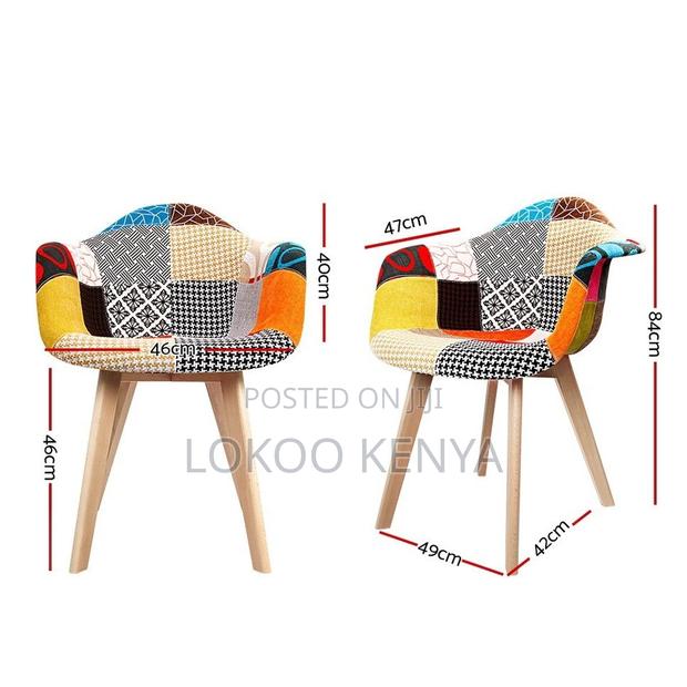 Dining Chair; Modern Patchwork Molticolored-Fabric Dining Chair - thumbnail 7