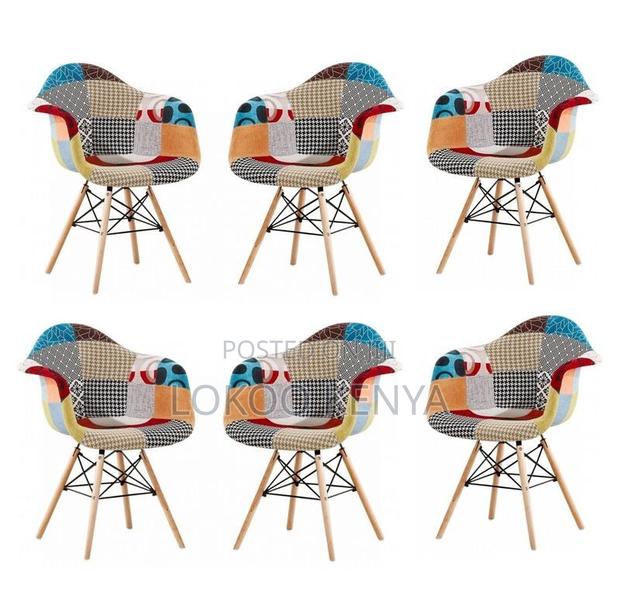 Dining Chair; Modern Patchwork Molticolored-Fabric Dining Chair - thumbnail 8