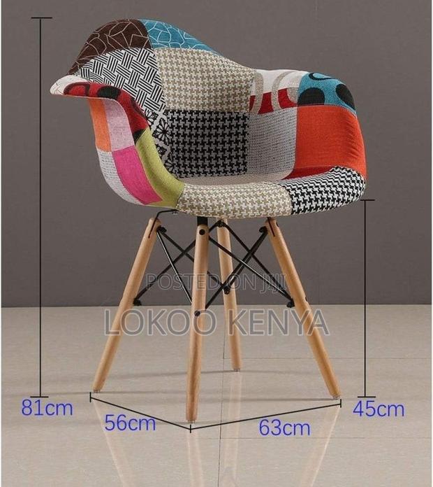 Dining Chair; Modern Patchwork Molticolored-Fabric Dining Chair - thumbnail 9