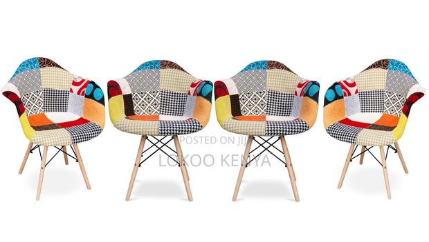 Dining Chair; Modern Patchwork Molticolored-Fabric Dining Chair - thumbnail 10