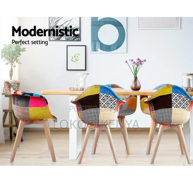 Dining Chair; Modern Patchwork Molticolored-Fabric Dining Chair - thumbnail 12