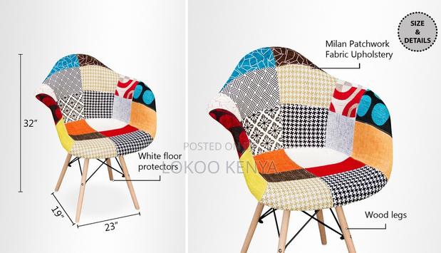 Dining Chair; Modern Patchwork Molticolored-Fabric Dining Chair - thumbnail 13