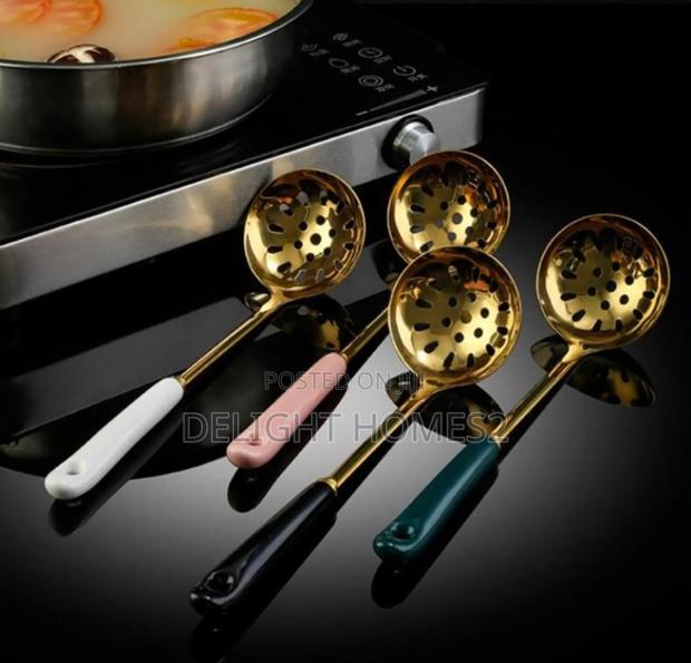 Single High Quality Golden Serving Spoon With Ceramic Handle_pa - thumbnail 3