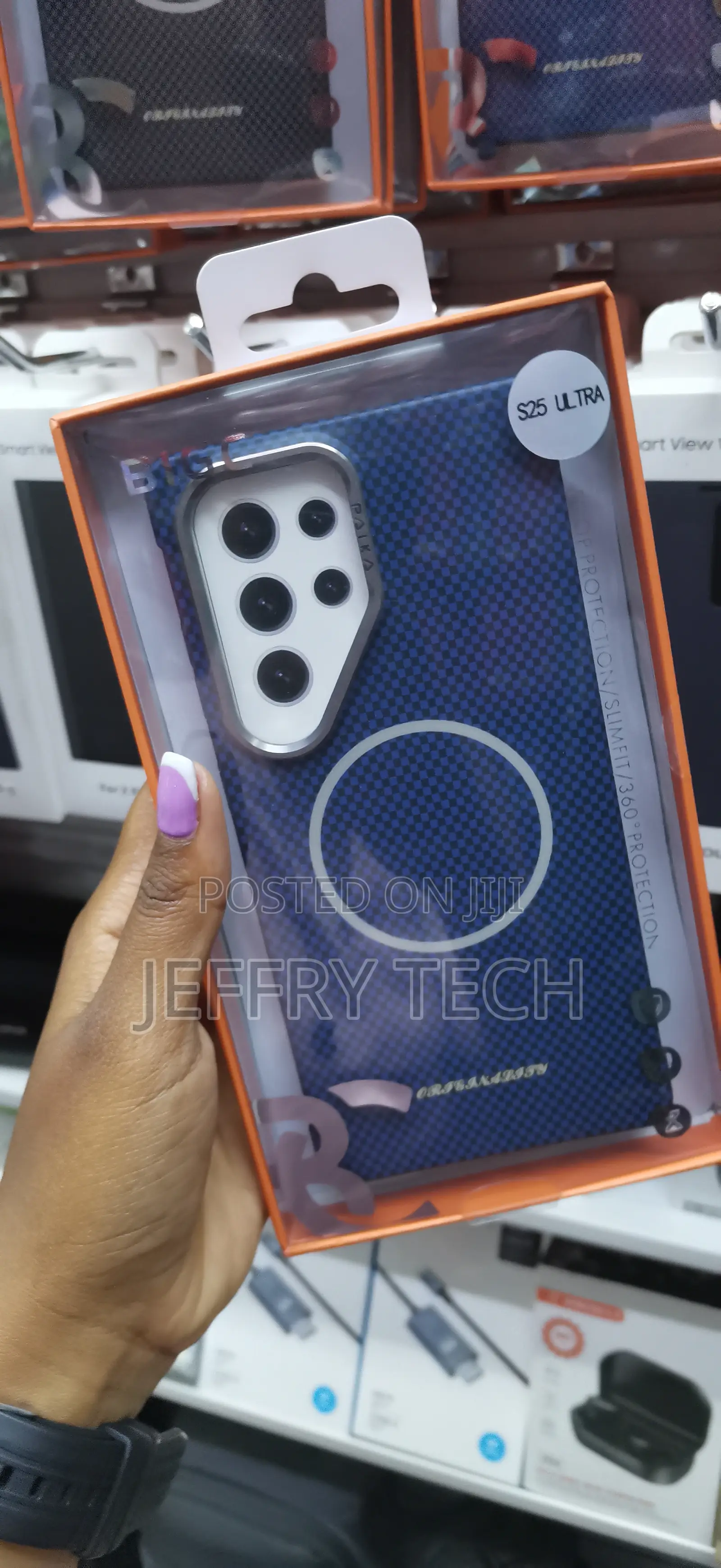 Nisxa Tribal Carbon Fiber Samsung Galaxy S25 Ultra Magsafe Case-Blue