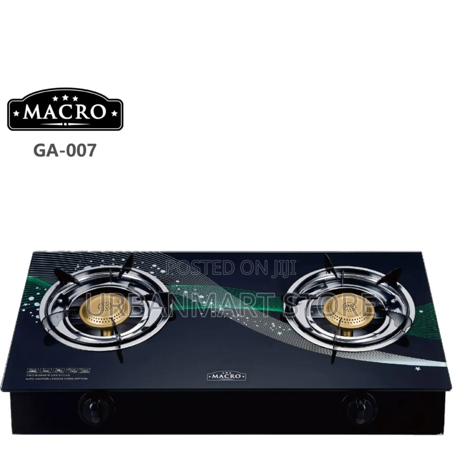 Nunix Macro 2-Burner Glass Top Cooker – Sleek Gas Stove for Home
