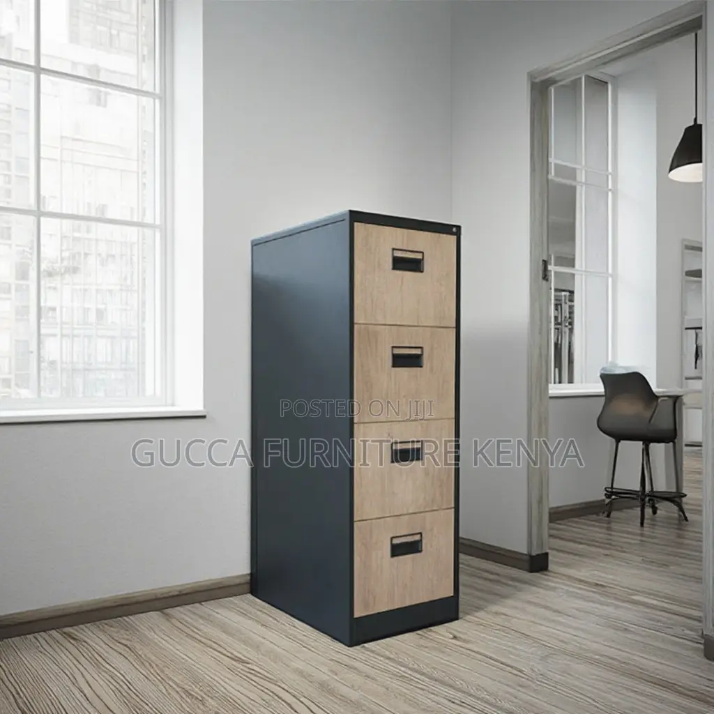 Brown 4-drawer Metallic Filling Office Cabinet