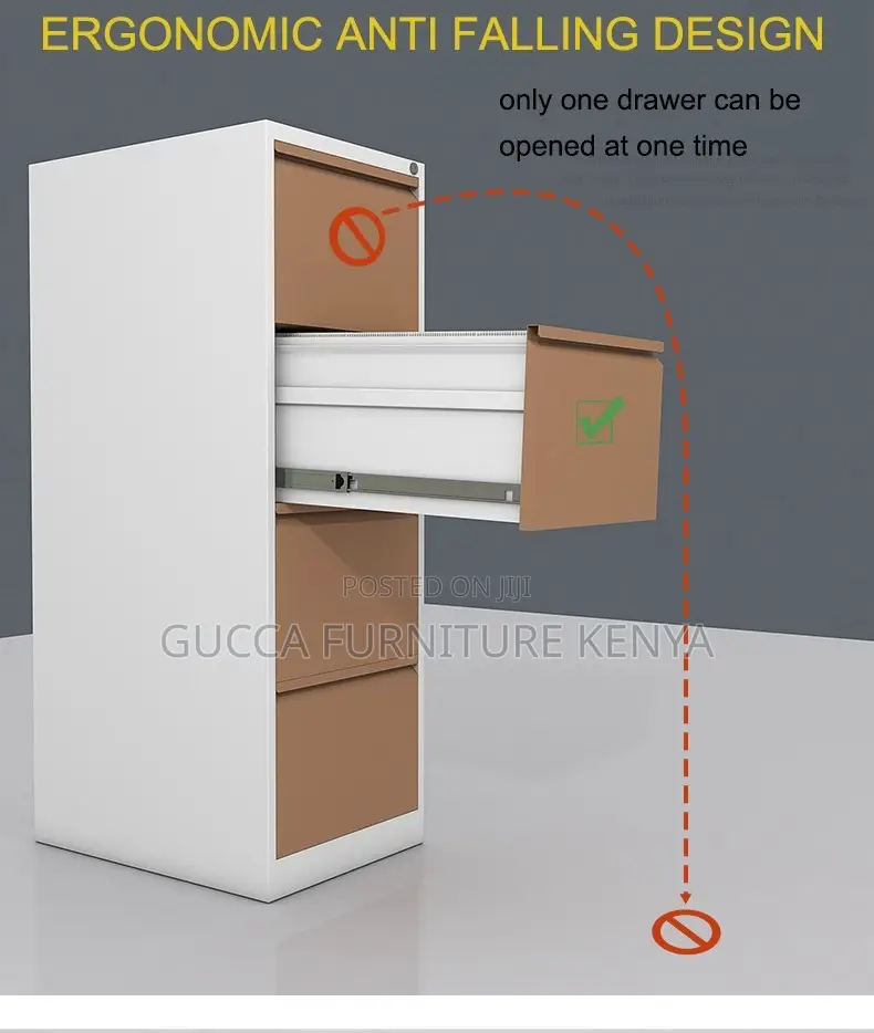 Brown 4-drawer Metallic Filling Office Cabinet