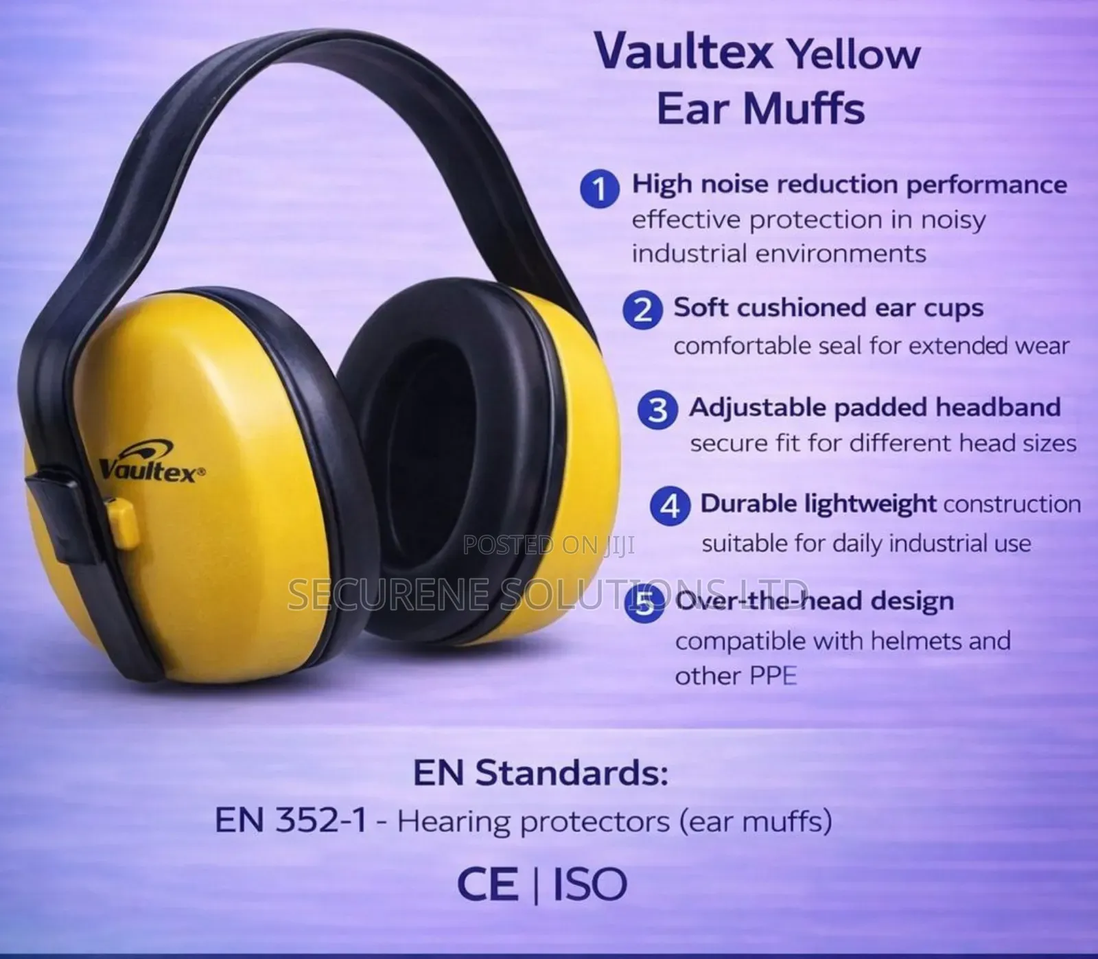 Vaultex Pair of Yellow Industrial Safety Earmuffs