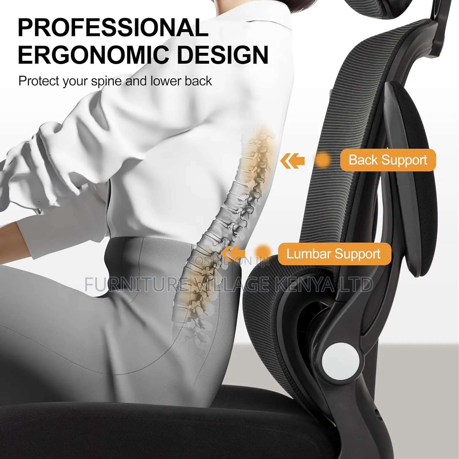 High-back Mesh Ergonomic Chair | Sophisticated Dynamic Lumbar