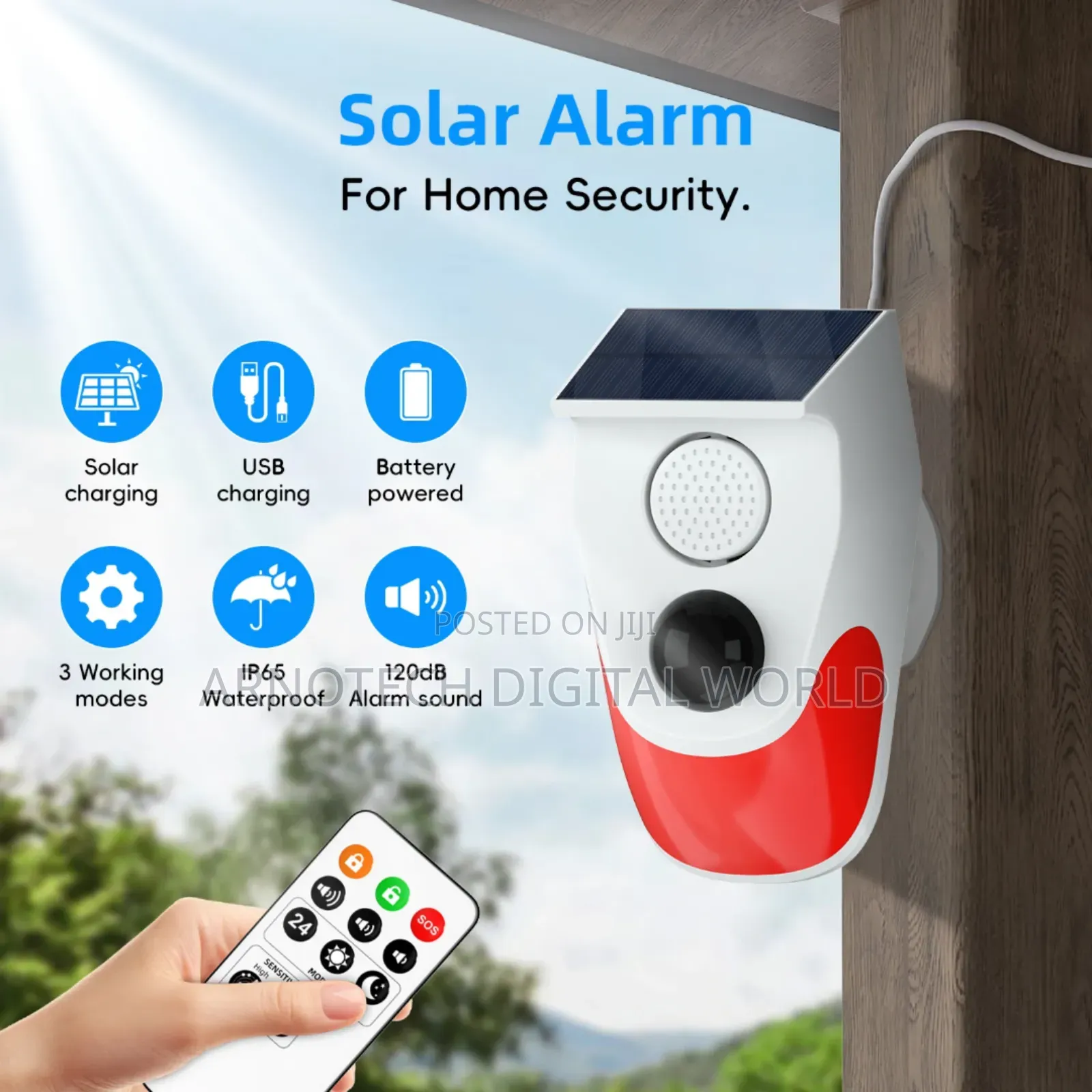 Solar Powered Alarm Siren Wireless Infrared Motion Sensor Detector