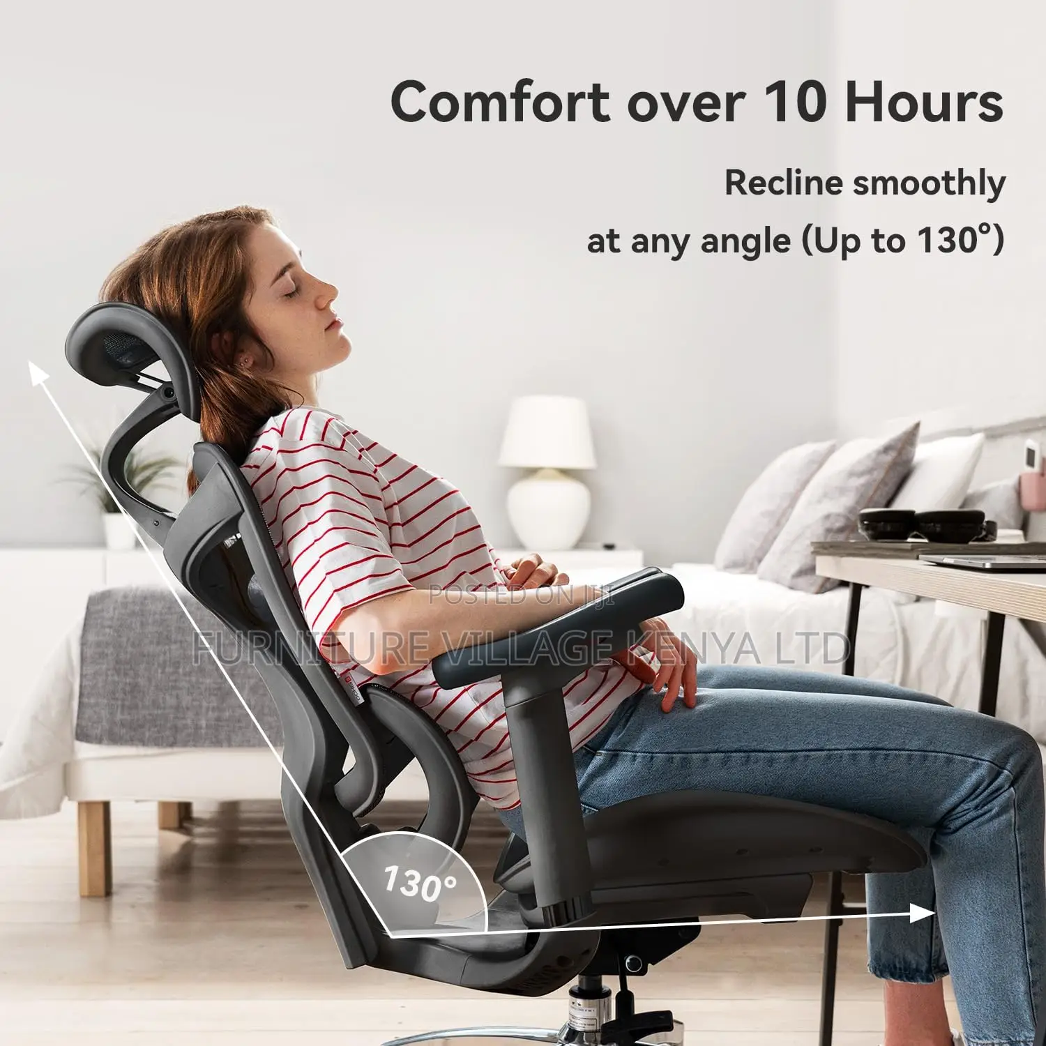 Ergonomic Office Chair With Soft 6d Armrests| Dynamic Lumbar Support