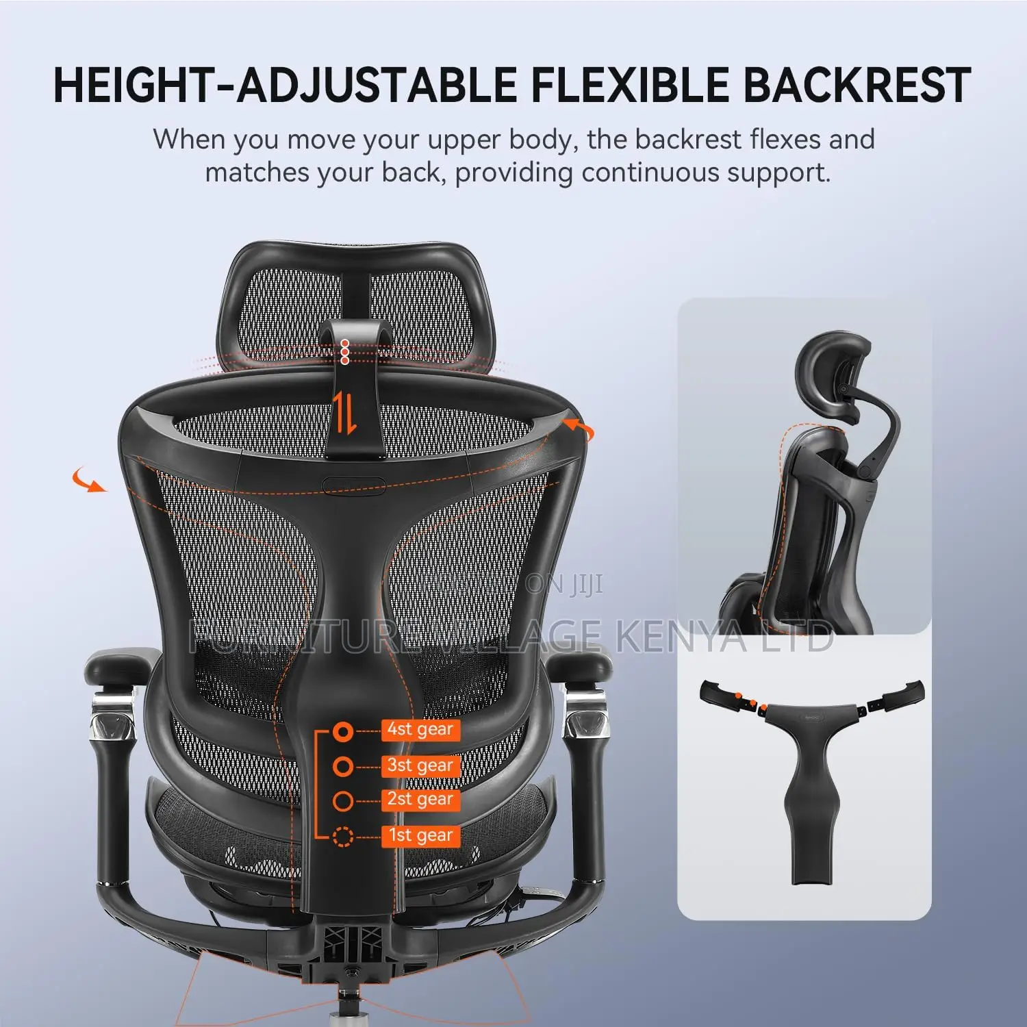 Ergonomic Office Chair With Soft 6d Armrests| Dynamic Lumbar Support