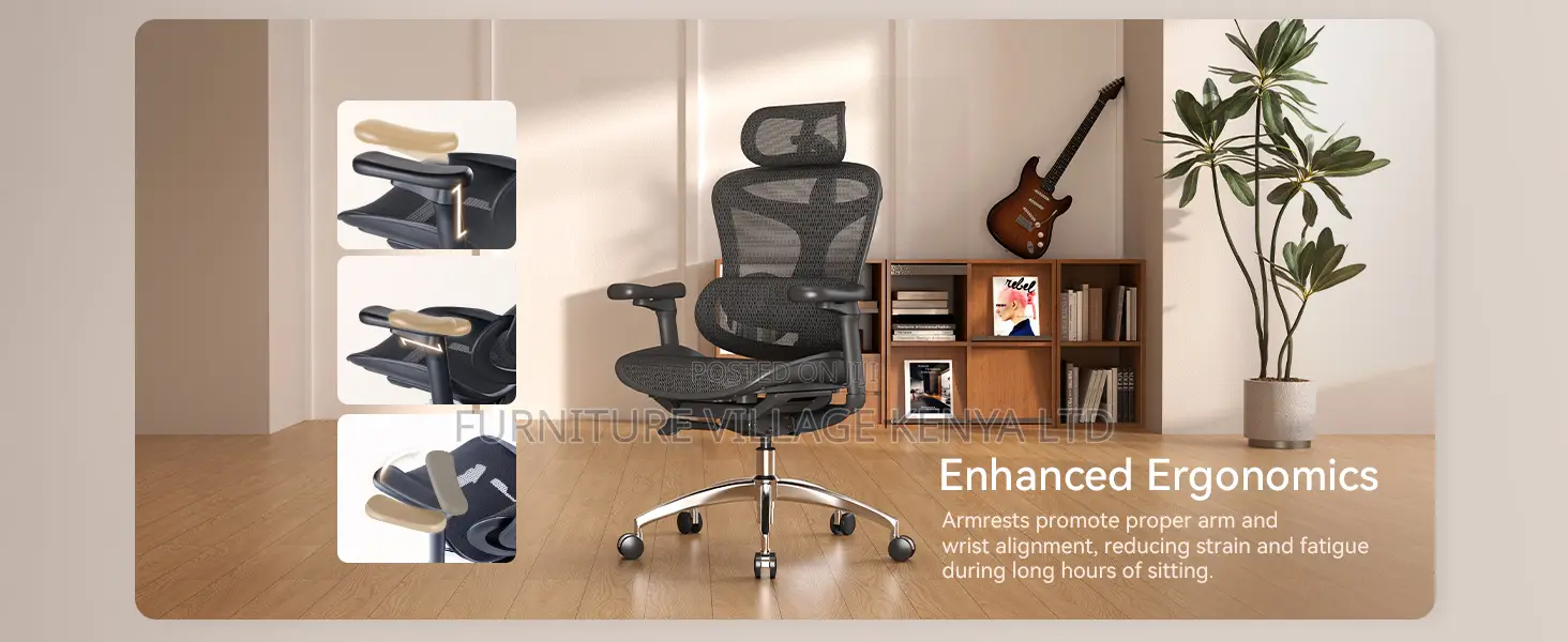Ergonomic Office Chair With Soft 6d Armrests| Dynamic Lumbar Support