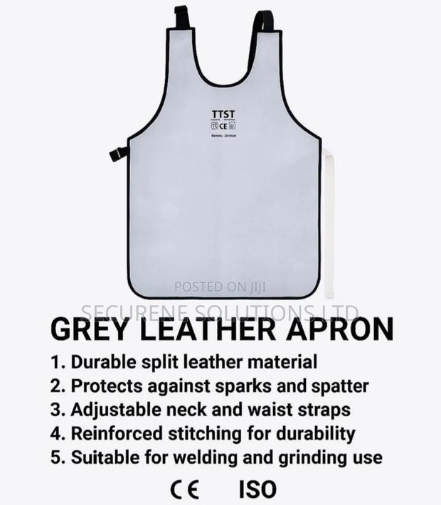 Ttst Gray Leather Apron For Industrial Safety - main view