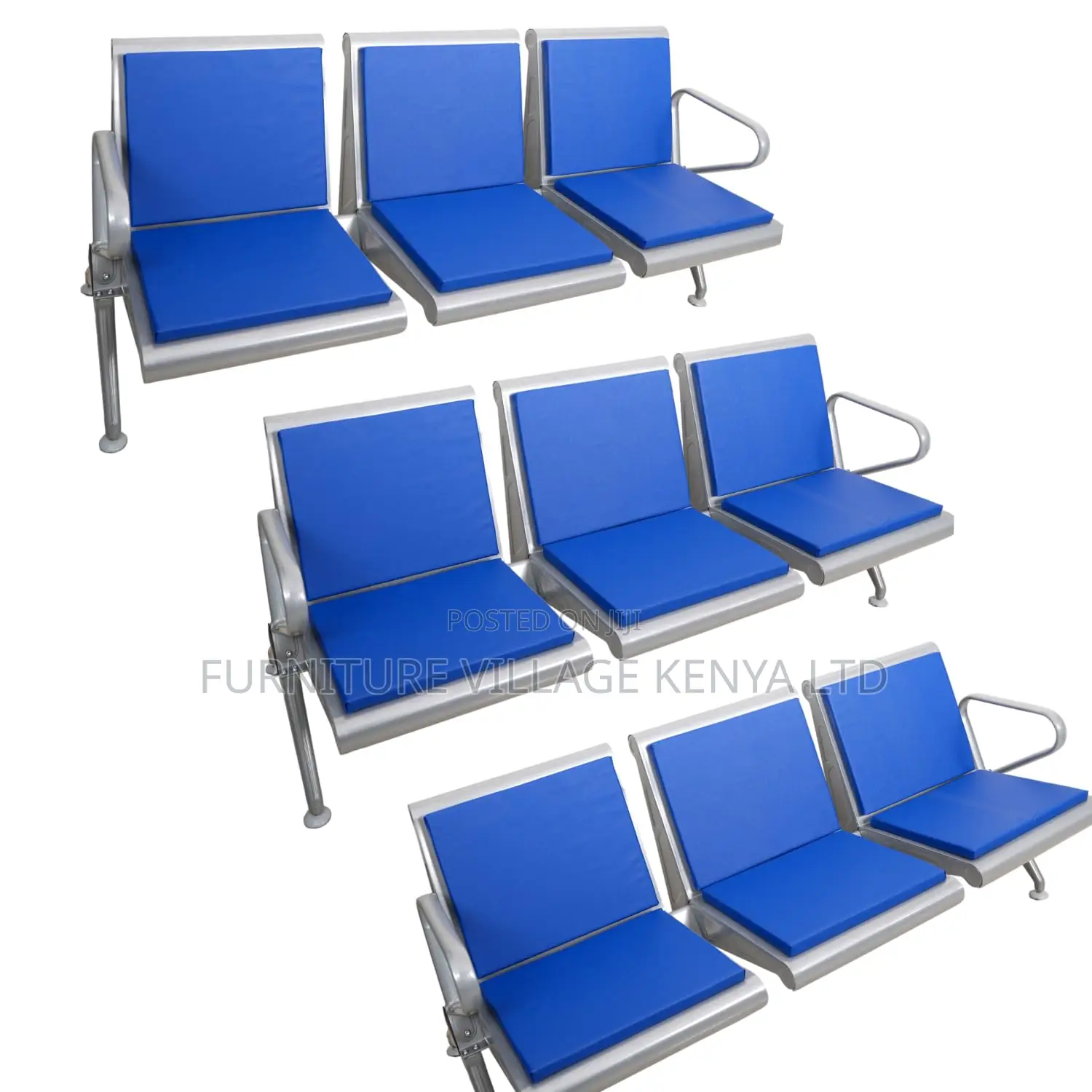 Three Seater Waiting Room Chair| Blue & Black Colors| Heavy-duty