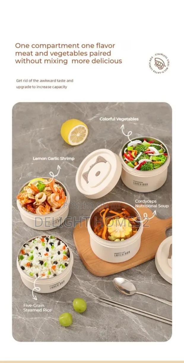 Round 550ml Bento Lunch Box_haw - main view