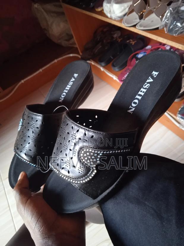 Women's Black Wedge Sandals – Sparkling Rhinestone Platform Slides
