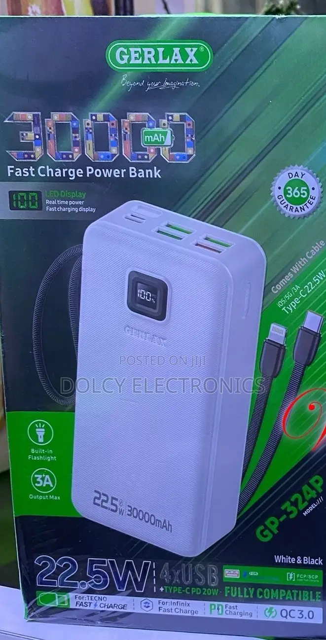 Gerlax 30,000mah 22.5w Fast Charging