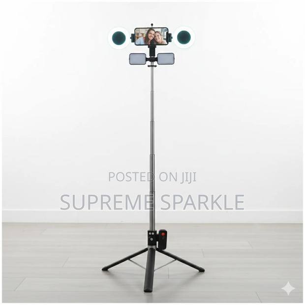 Extendable Selfie Stick Tripod With Integrated Led Fill Lights 1.7m