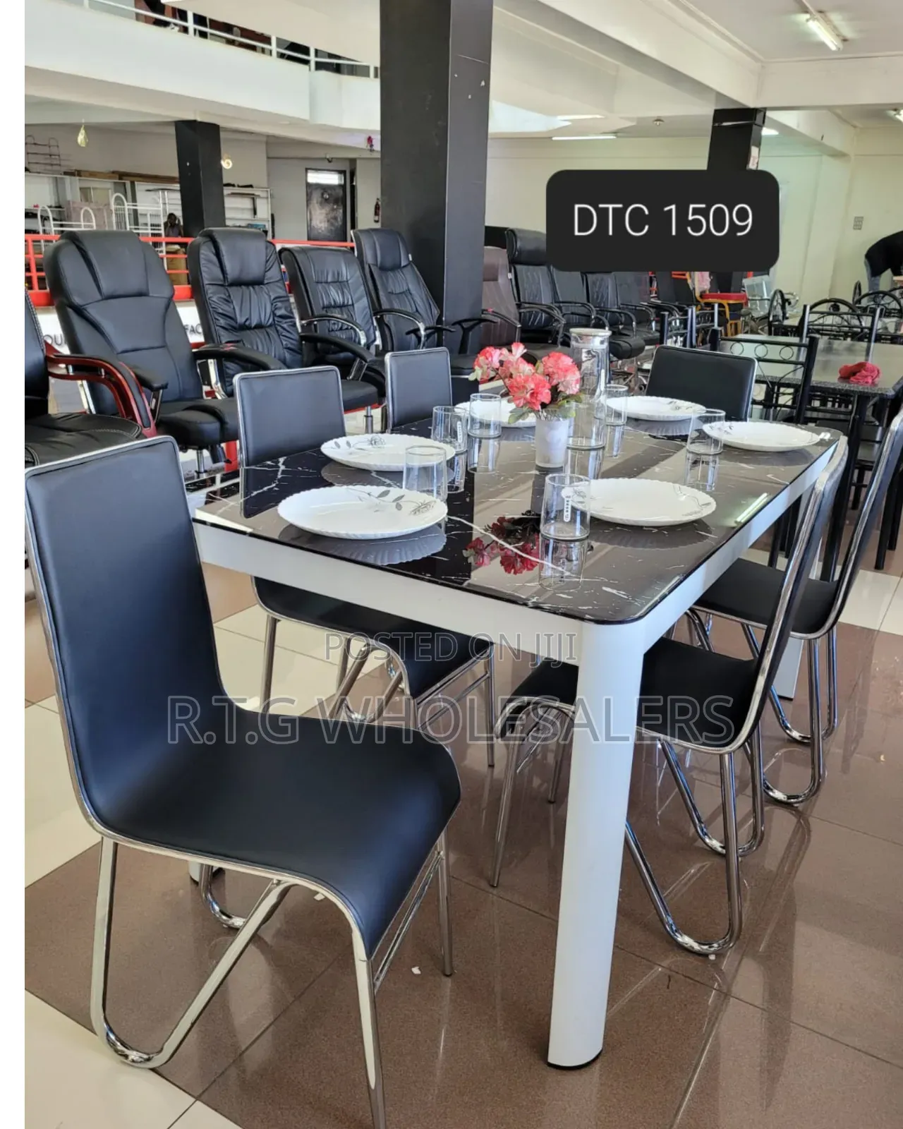 Sleek 6-Seater Marble Glass Dining Table for Stylish Interiors