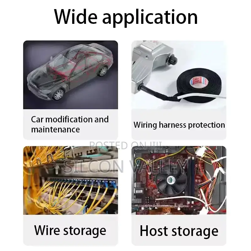 Auto Wiring Fabric Cloth Wrap Black Waterproof Cable Adhesive Tape