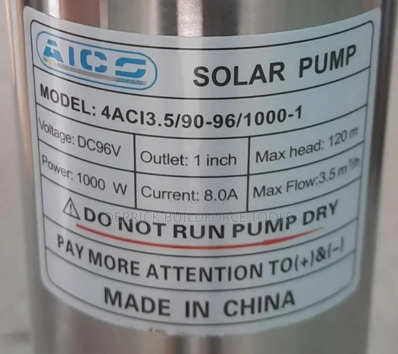 Aico Japan Solar Deep Well Submersible Pump Head 120m 1000w 1 Inch