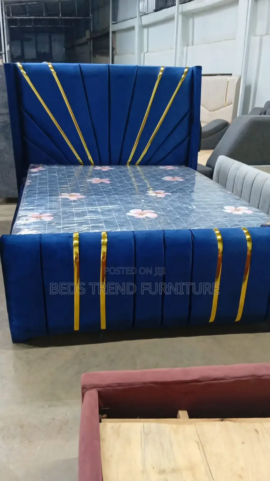 Blue Beautifully Designed 5 by 6 Bed