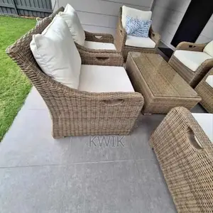 Luxury 5-Seater Rattan Outdoor Patio Sofa Set With Cushions