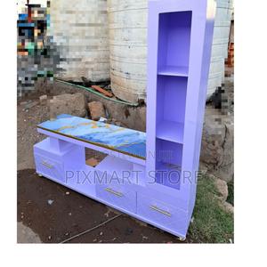 Executive Marble‐Coated Tv Stand With Shelf Cabinet Storage - thumbnail 2