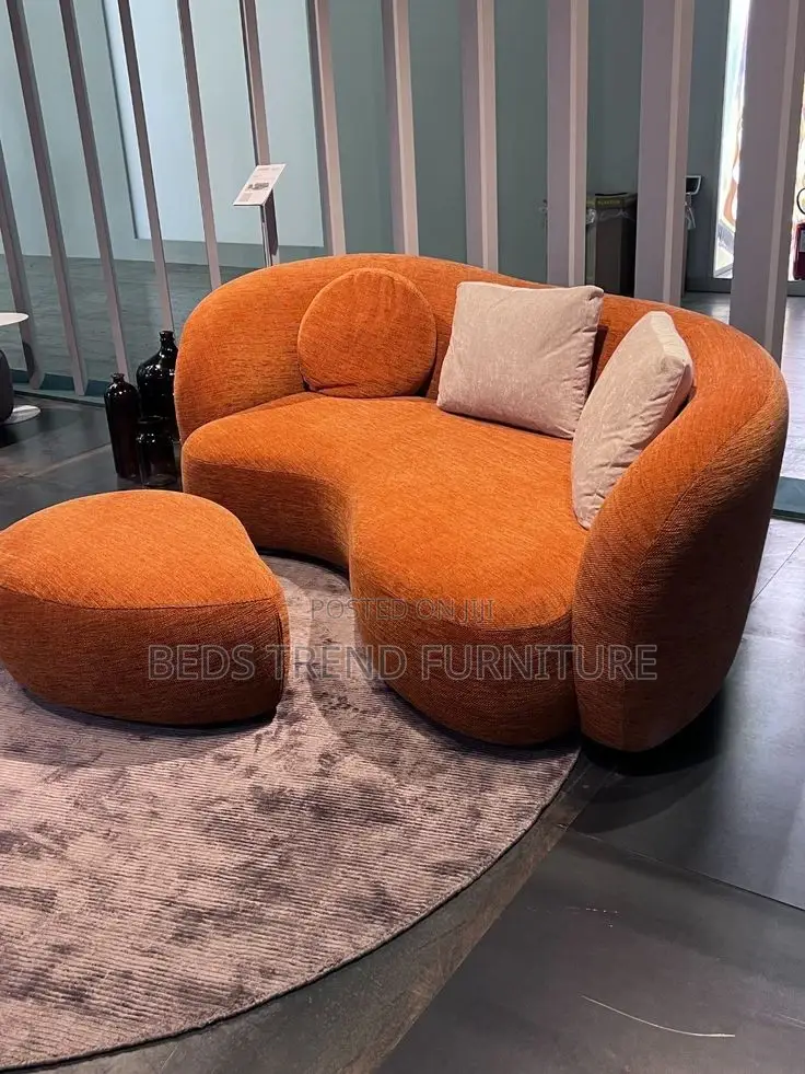 Sophisticated 3 Seater Modern Couch + Puff