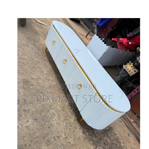 6 Ft Luxury Executive Tv Console With Marble Top Finish
