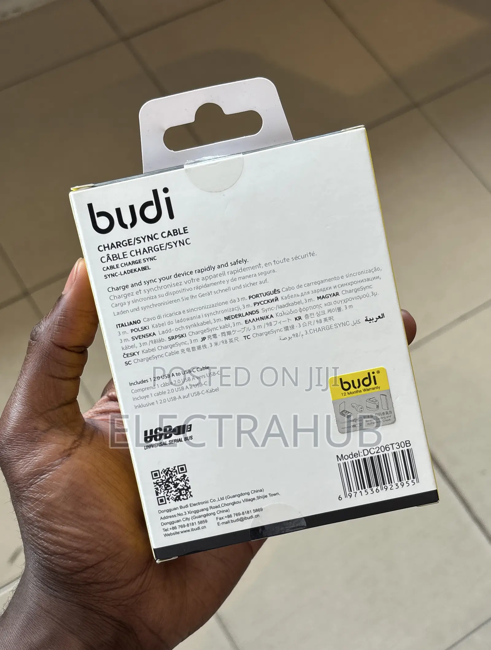 Budi Type C 3m Aluminium Shell Usb Cable New Sealed