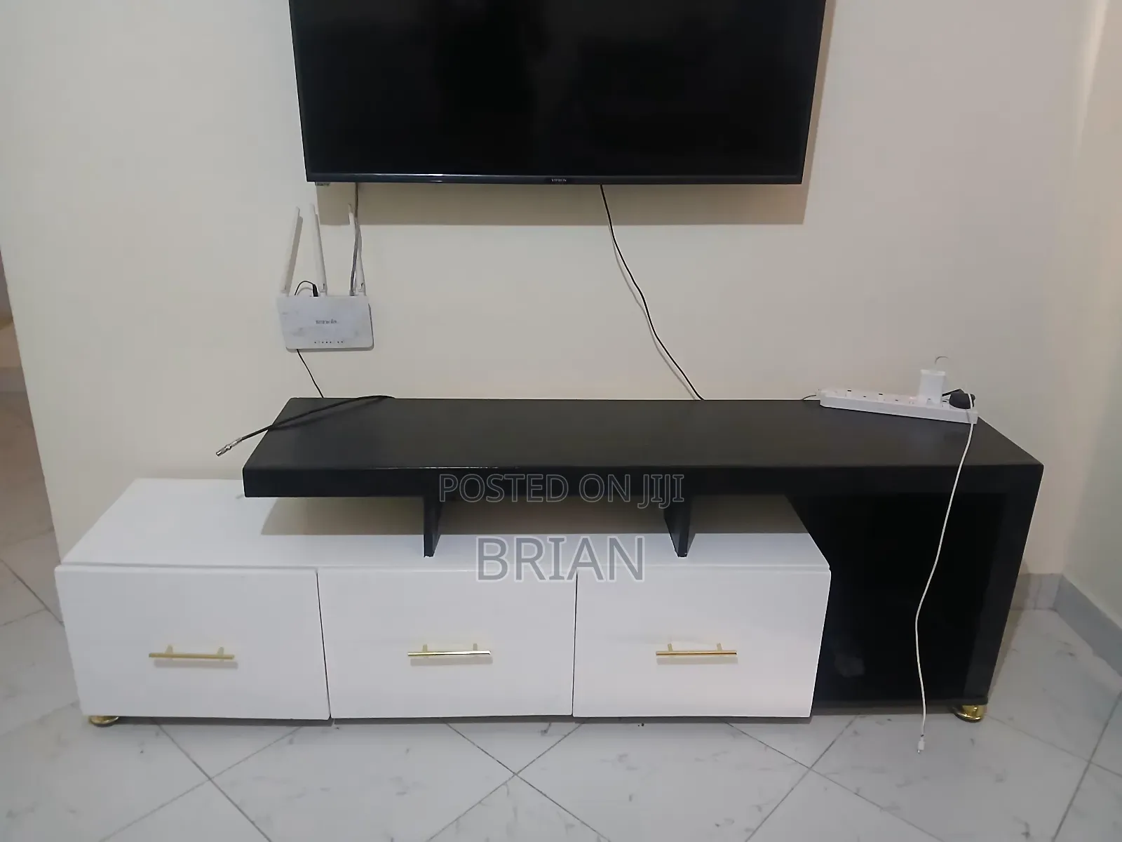 Modern Black and White Tv Stand