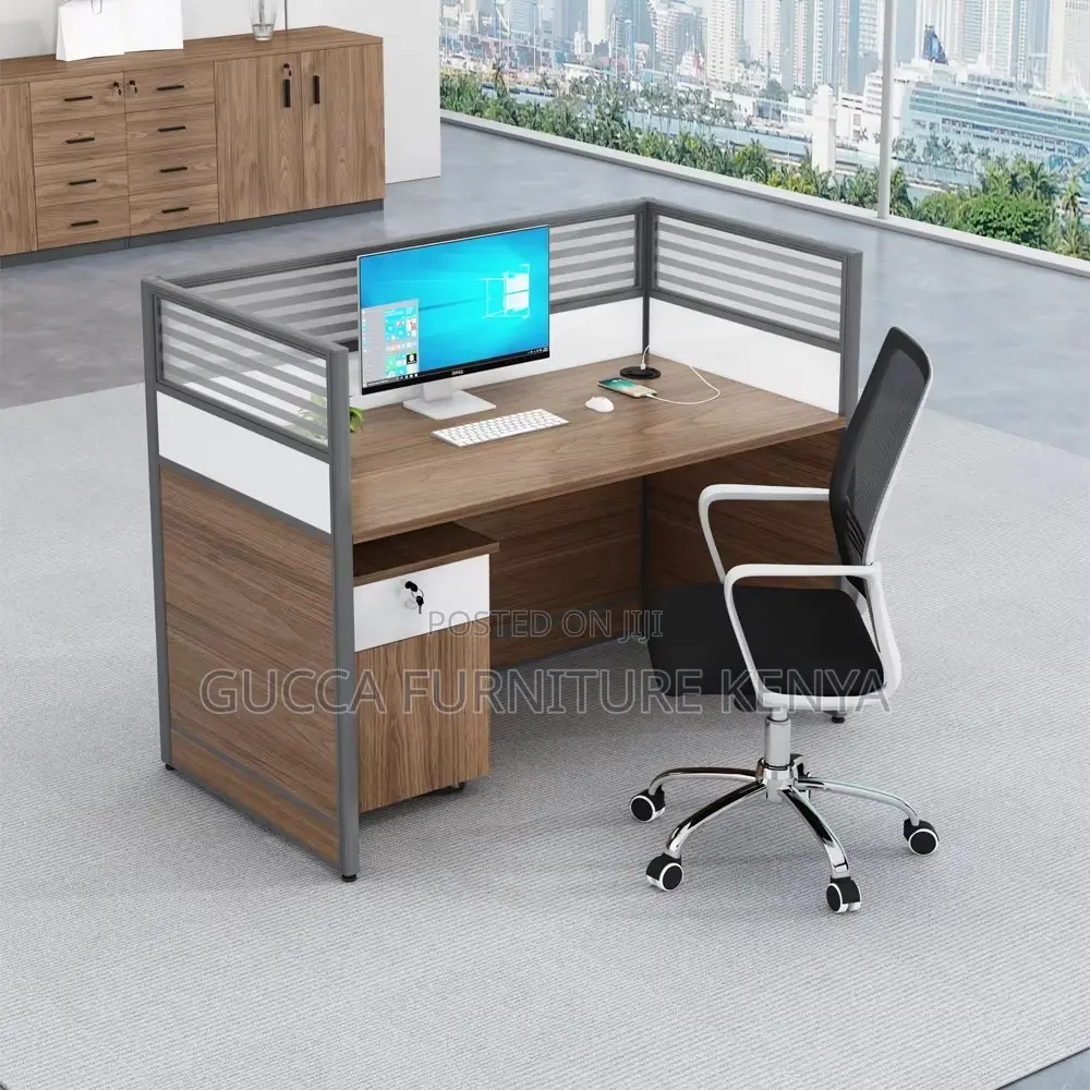 1-seater Office Brown Modular Workstation