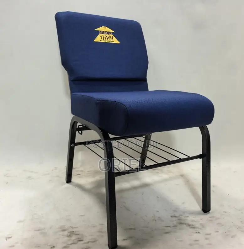 Office Chairs; Medium-Back Wooden Upholstered Church Seat